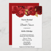 赤と金ゴールドのフローラブライダルシャワーの招待 招待状 (正面/裏面)