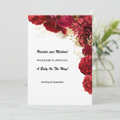 赤と金ゴールドのフローラ妊娠の発表 案内状 (スタンド正面)