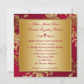 赤と金ゴールドのフローラ結婚式招待状 招待状 (裏面)