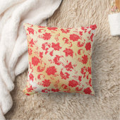 赤と金ゴールドのフローラ装飾用クッション クッション (ブランケット)