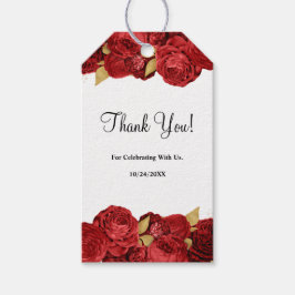 赤と金ゴールドのフローラ ギフトタグ