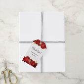 赤と金ゴールドのフローラ ギフトタグ (より糸付き)