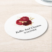 赤と金ゴールドのフローラ ラウンドペーパーコースター (アングル)