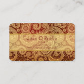 赤と金ゴールドのフローラDAMASKパターン 名刺 (正面)