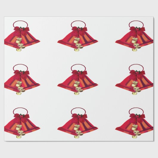 赤と金ゴールドのベルラッピング紙 ラッピングペーパー (フラット)