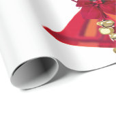 赤と金ゴールドのベルラッピング紙 ラッピングペーパー (ロールコーナー)