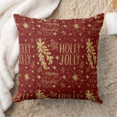 赤と金ゴールドのホリーすてきメリークリスマスことわざ クッション (ブランケット)