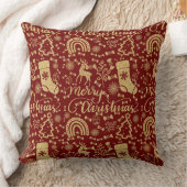 赤と金ゴールドのホリーすてきメリークリスマスことわざ クッション (ブランケット)