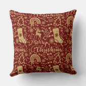 赤と金ゴールドのホリーすてきメリークリスマスことわざ クッション (裏面)