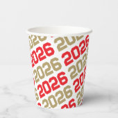 赤と金ゴールドのホワイトクラスの卒業 紙コップ (裏面)