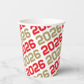 赤と金ゴールドのホワイトクラスの卒業 紙コップ (正面)