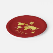 赤と金ゴールドのマップ先中国の結婚先 ペーパープレート (アングル)