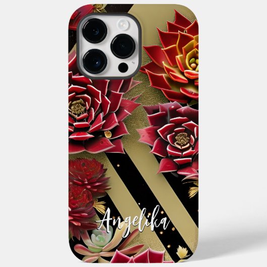 赤と金ゴールドのミニマル抽象芸術フローラ Case-Mate iPhoneケース (裏面)