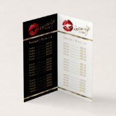 赤と金ゴールドのリッププライスとサービスリスト 名刺 (内部)