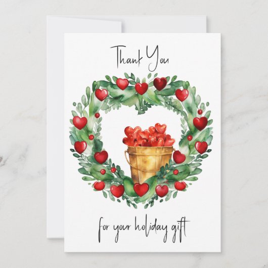 赤と金ゴールドのリースのハート シーズンカード (正面)