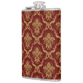 赤と金ゴールドのヴィンテージダマスク フラスク (左)