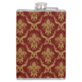 赤と金ゴールドのヴィンテージダマスク フラスク (裏面)