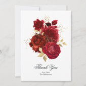 赤と金ゴールドのヴィンテージバラ サンキューカード (正面)