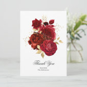 赤と金ゴールドのヴィンテージバラ サンキューカード (スタンド正面)