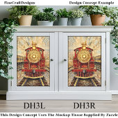 赤と金ゴールドのヴィンテージロコ、モザイクDH3Lデコページ 薄葉紙