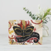 赤と金ゴールドの仮装パーティー 招待状 (スタンド正面)