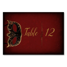 赤と金ゴールドの仮装結婚カード テーブルナンバー