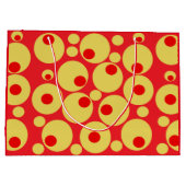 赤と金ゴールドの円の抱き枕 ラージペーパーバッグ (裏面)