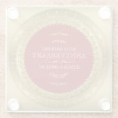 赤と金ゴールドの円の枠50番目の結婚デザイン ガラスコースター (裏面)