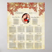 赤と金ゴールドの写真結婚の座席表 ポスター (正面)