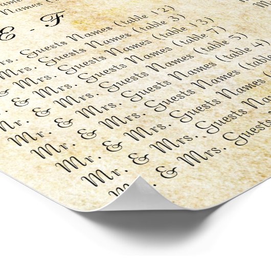 赤と金ゴールドの写真結婚の座席表 ポスター (角)