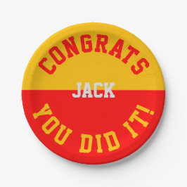 赤と金ゴールドの卒業おめでとう – あなたはそれを行った ペーパープレート