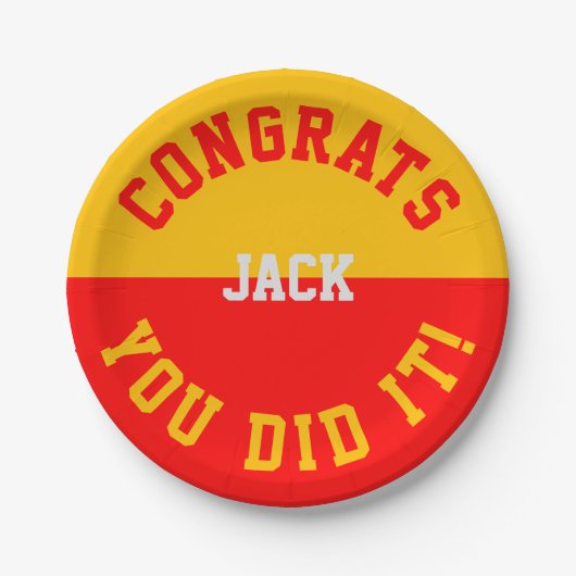 赤と金ゴールドの卒業おめでとう – あなたはそれを行った ペーパープレート (正面)