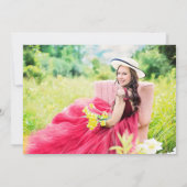 赤と金ゴールドの卒業写真の発表 案内状 (裏面)