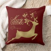 赤と金ゴールドの喜びクリスマスのソファ クッション (ブランケット)