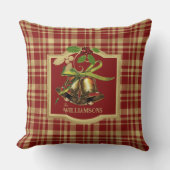 赤と金ゴールドの喜びクリスマスのソファ クッション (正面)