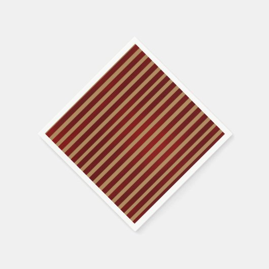 赤と金ゴールドの垂直ストライプのストライプのパターン スタンダードカクテルナプキン (角)