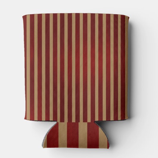 赤と金ゴールドの垂直ストライプのストライプのパターン 缶クーラー (裏面)