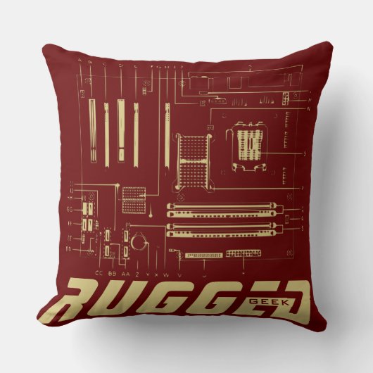 赤と金ゴールドの堅牢なギークマザーボード技術 クッション (正面)