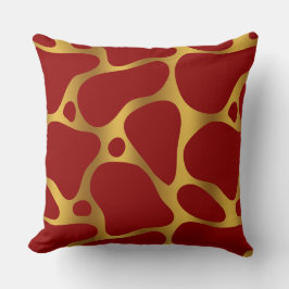 赤と金ゴールドの抽象芸術キリンのパターン装飾用クッション クッション