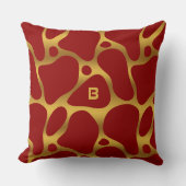 赤と金ゴールドの抽象芸術キリン模様 クッション (正面)