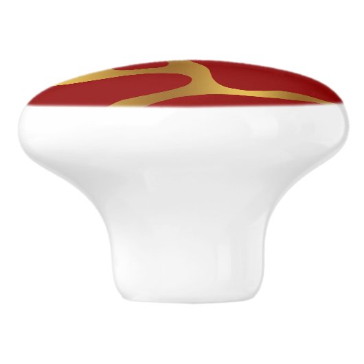 赤と金ゴールドの抽象芸術キリン模様 セラミックノブ (側面)