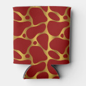 赤と金ゴールドの抽象芸術キリン模様 缶クーラー (正面)