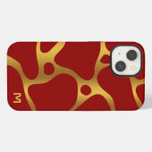 赤と金ゴールドの抽象芸術キリン模様 iPhoneケース (裏面横)