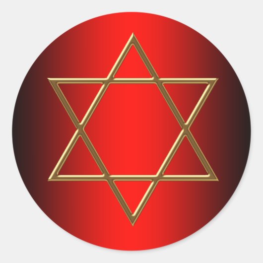 赤と金ゴールドの星デビッドバー(ユダヤ教の)バル・ミツバーシール ラウンドシール (正面)