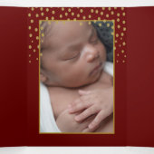 赤と金ゴールドの水玉模様、3フォトコラージュベビー誕生 三つ折り案内状 (内部中)