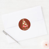 赤と金ゴールドの泡クリスマスツリー ラウンドシール (封筒)