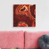 赤と金ゴールドの液体大理石抽象芸術 キャンバスプリント (インサイチュ (リビング))