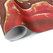 赤と金ゴールドの液体大理石抽象芸術 ラッピングペーパー (ロールコーナー)