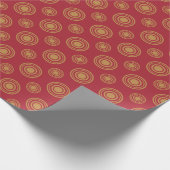 赤と金ゴールドの点と円 ラッピングペーパー (角)