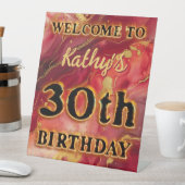 赤と金ゴールドの熱い30歳の誕生日 台座サイン (インサイチュ)